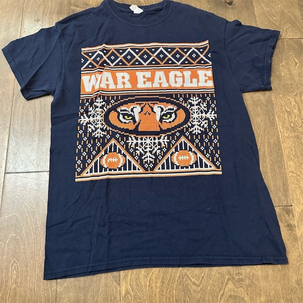 Auburn Tigers War Eagle Ugly Sweater Graphic T-Shirt Mens Navy‎ Size M